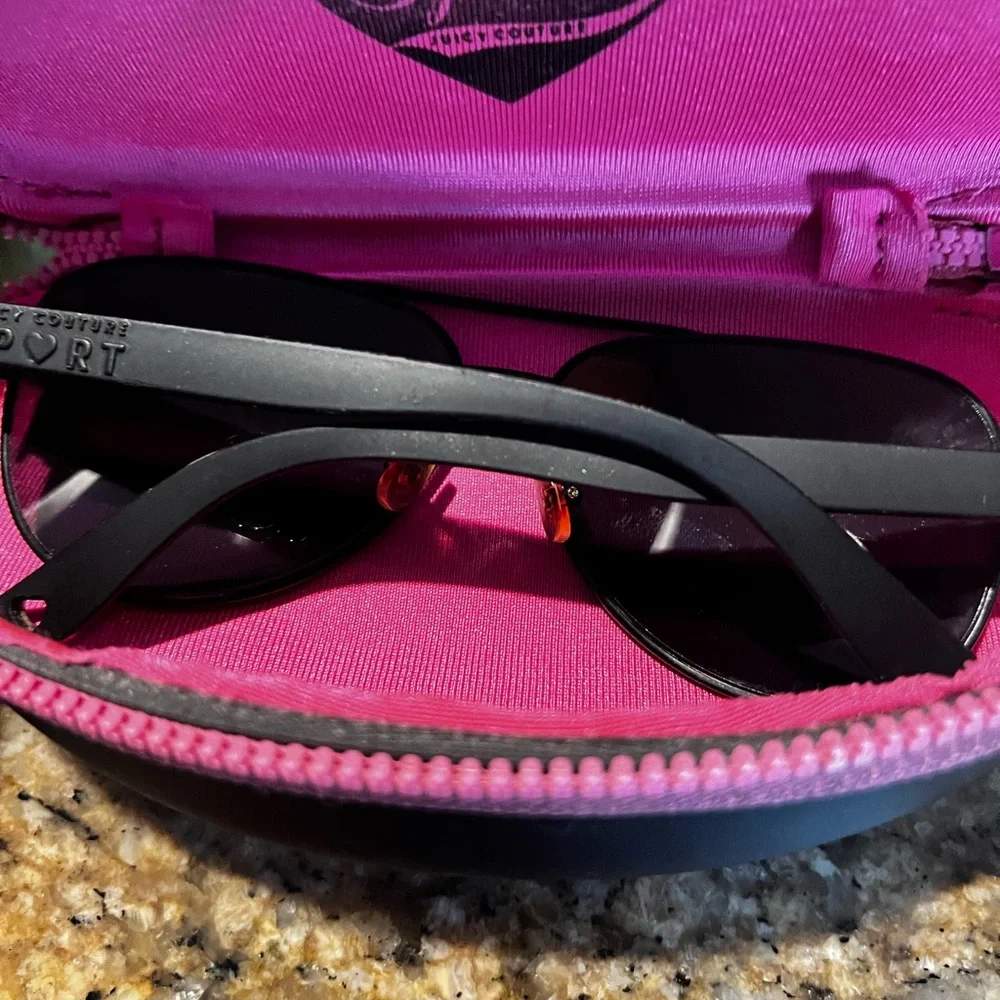 Juicy Couture Sport (Black label) Aviator sunglasses in all Black w/case